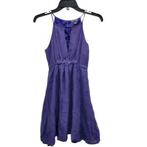 Poetry Women's‎ Purple Silk Blend High Neck Sleeveless Keyhole Dress Size S